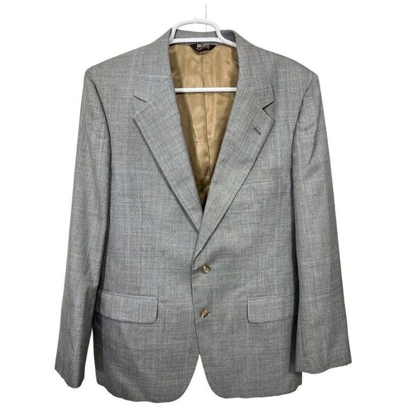 Vintage Bill Blass Blazer Plaid Suit Coat Hudsons Size 42R Jacket Gray Glencheck - Picture 2 of 13